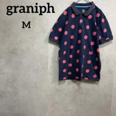 グラニフgraniph ドット柄 半袖ポロシャツ　M