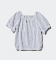 新品　UNIQLO girls シャーリングボリュームスリーブTシャツ