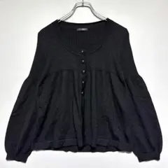 large 黒いリブ編み長袖カーディガン レディース　Lサイズ　冷房対策　夏