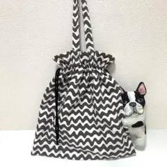 巾着 トートバッグ シンプル ひょっこり 犬 フレンチブルドッグ