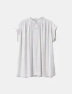 今期PLST ライトサテンメタルボタンブラウス M 01 OFF WHITE