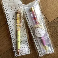 ボールペン　2本　フラワー　パール　ペン　ドライフラワー　プレゼントにも