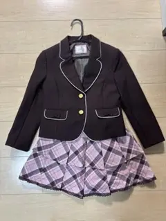 ブラウン・ピンク チェック ブレザーセット