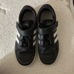 adidas ブラック/ホワイト スニーカー19センチ