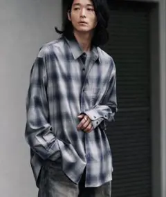 WYM LIDNM ウィムリドム 長袖シャツ チェック柄シャツ ネイビー S