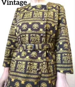 Vintage　エスニック柄 長袖ワンピース