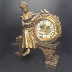 CITIZEN　シチズン　置時計　書をよむ女　展示品　金色イブシ仕上　昭和レトロ