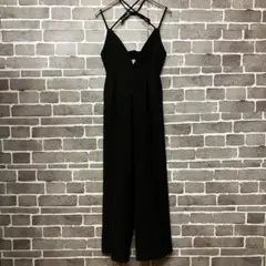 【rienda】バックボタンリボンキャミソールロンパース