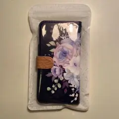 スマホケース　花柄ネイビー合成皮革　未使用 京セラ　BASIO4 KYV47