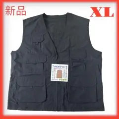 【新品】メッシュベスト　LLサイズ　ブラック　多用途　多機能　作業ベスト