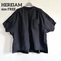 美品♡HEREIAM ナイロンスクエアシャツ バンドカラー オーバーサイズ 黒