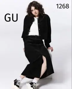 1268 【美品】GU ジーユー コーデュロイナロースカート