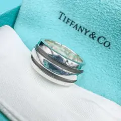 【TIFFANY&Co】鏡面仕上げ　グルーブド　ダブルライン　リング　10号