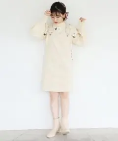 NICE CLAUP ナイクラ コーデュロイジャンパースカート ワンピース 白