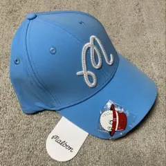 新品　マルボンゴルフ　malbon golf マーカ付きキャップ　水色