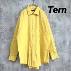 【Tern】長袖コットン カラーシャツ 黄色 Lサイズ 無地 薄手 シンプル
