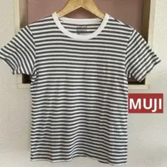 ☆彡無印良品 レディース ボーダーTシャツ カラー：白xグレー値下げ中！