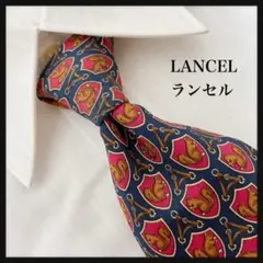 【大人気】LANCEL ランセル★ネクタイ 総柄 リス 高級シルク
