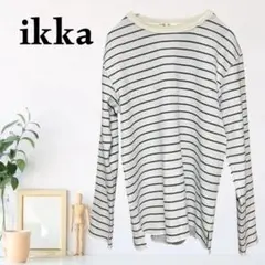 zB562【M】ikka リブトリム ドロップショルダー ラウンドネック 長袖