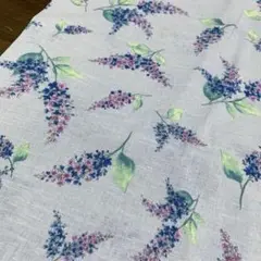 花柄　プリント 綿麻生地 パープル　108cm×38cm