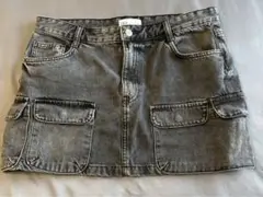 ZARA グレー デニム ミニスカート サイズL