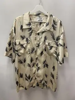 Hollywood Rich. & サテンリーフ柄 半袖シャツ XL