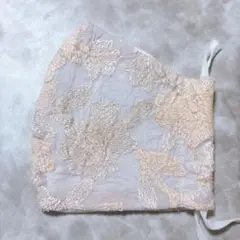 レースマスク　布マスク　薄ピンク