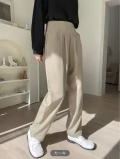 ハイウエストディティールパンツ SHEIN カーキ Sサイズ