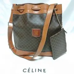 美品 CELINE マカダム柄 ショルダーバッグ トートバッグ ポーチ付き