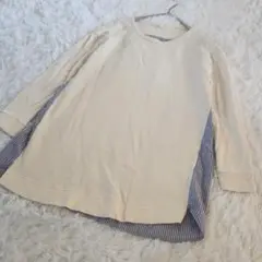 ショコラフィネローブ トレーナー シャツ ドッキング コットン 綿 ストライプ