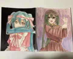 初音ミク 手描きイラスト　2点