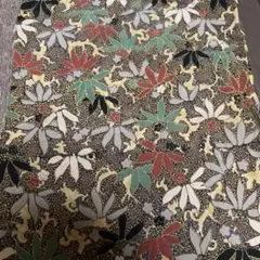 正絹　約30×140 茶系にテラコッタオフ白薄グレー黒青竹色の花柄　小紋 長め