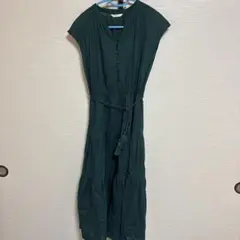 BEAMS HEART ダークグリーン ノースリーブワンピース
