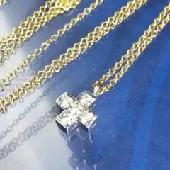 かほ様♡オーダー品♡TIFFANY♡k18u0026プラチナ♡クロス♡ダイヤネックレス