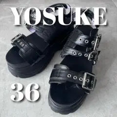 ヨースケ YOSUKE 厚底ストラップサンダル 23cm ブラック　ベルディド