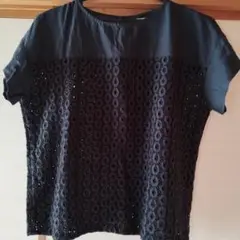 TRANSPARENT ブラック 半袖トップス レース風