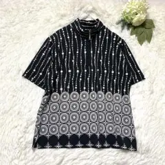 美品　カットソー　ストレッチ　Ｆ　ラインストーン　ハイネック　肩パッド