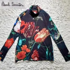 PAUL SMITH タートルネック　長袖　綿　XL 総柄　現行品　バックロゴ