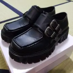 VACANCY ダブルバックル　厚底　ローファー　　　ブラック