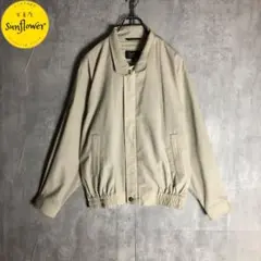【ジャケット】ライトアウター　リネン混　刺繍　ワンポイント　アイボリー　古着