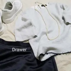 Drawer ドゥロワー ニットトップス 杢ライトグレー 1
