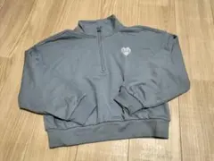 ハーフジップ　トレーナー　くすみ系の青
