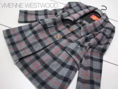美品/VIVIENNE WESTWOOD/チェック柄フレアコート/2/GRAY