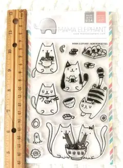 新品ママエレファント　猫クリアスタンプネコラーメンmamaelephant