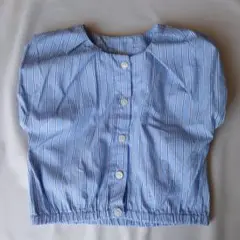 petit main 半袖シャツ 100cm 青のストライプ