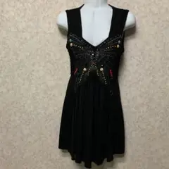 新品タグ付【PLAYBOY プレイボーイ】ワンピース ミニ ラインストーン付♦︎L