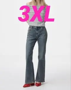 【新品未使用】GU スリムフレアジーンズ 標準丈　ブルー　3XL オンライン限定