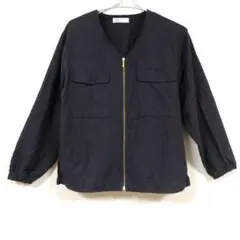 フレディクルール　ノーカラー　薄手ジャケット 黒 コットン　サイズ38