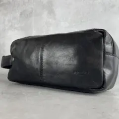 【美品✨】FIGARO ダブルファスナー クラッチバッグ 持ち手 黒