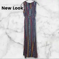New Look Lサイズ ストライプ ノースリーブ ワンピース